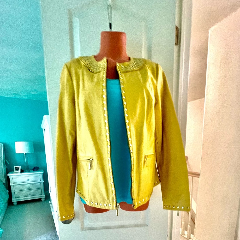 Bradley Bayou Leather jacket, mustard, color size large & medium rare - Picture 2 of 3
